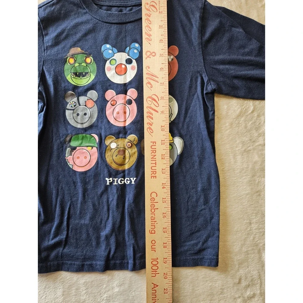 Roblox Piggy Long‎ Sleeve T Shirt Navy Blue Youth Kids Small Game Pig Characters
